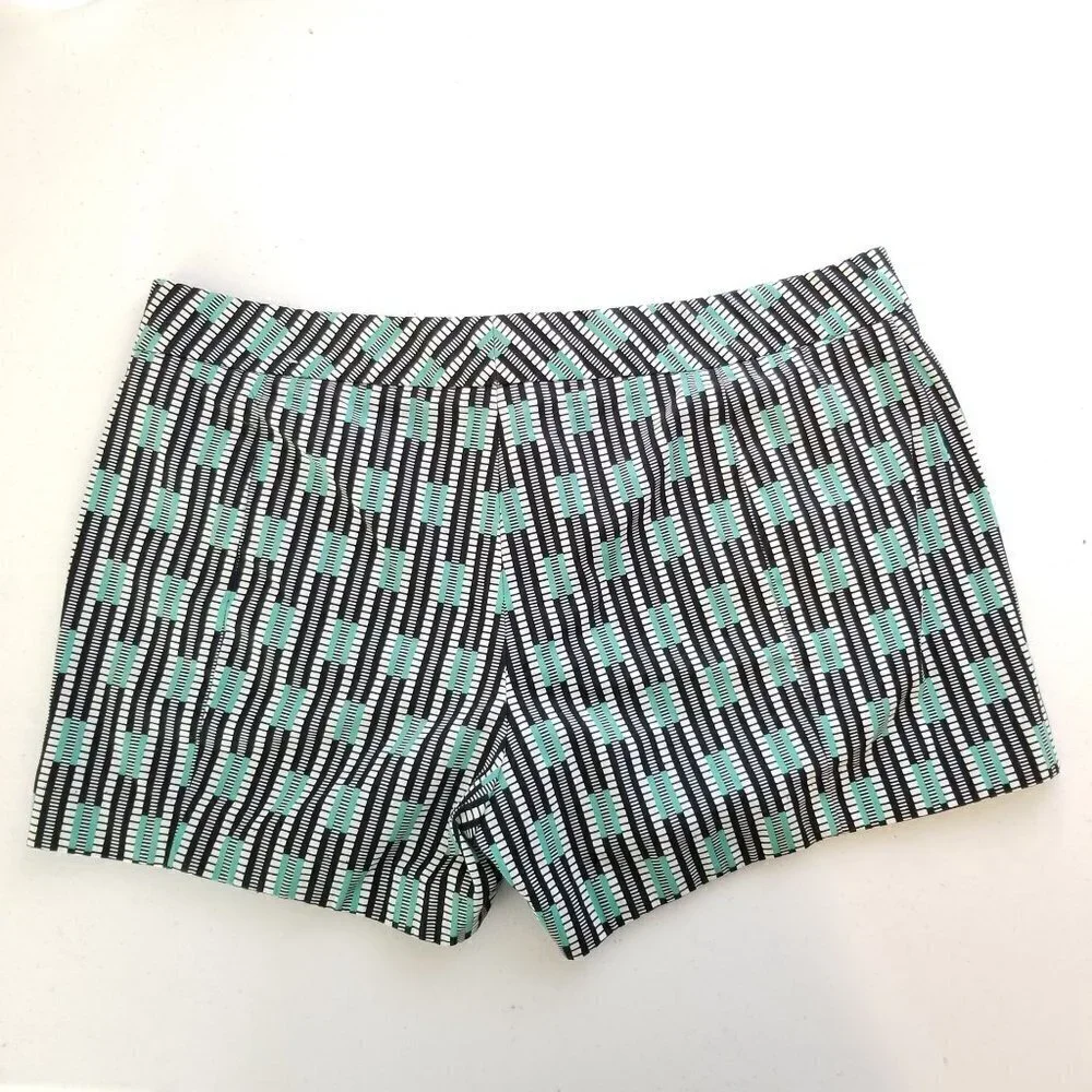Gap 6 Chino Shorts Flat front black white green‎ geometric faux pockets